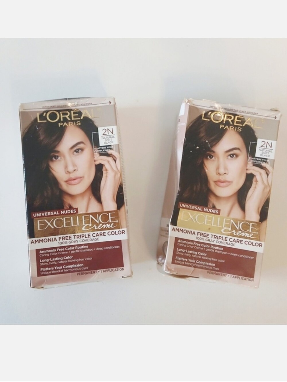 2 Pack L'Oreal Excellence Crene Ammonia-free Hair Color 2N Natural Soft Black